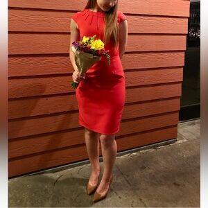 Elegant Red Cap Sleeve Dress